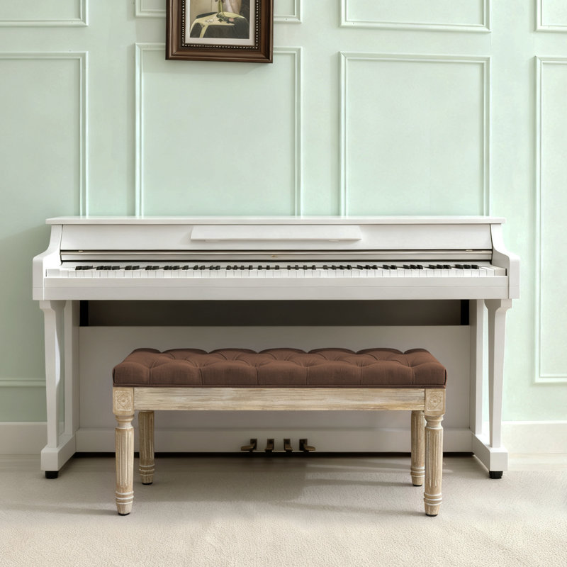 Boswick Linen Upholstered Bench, Brown, 31.5" 