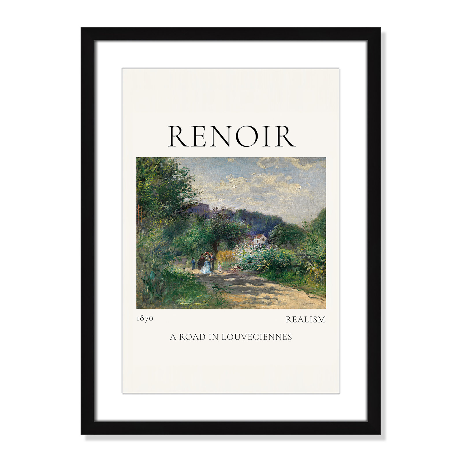 Old Masters Collection " A Road In Louveciennes " by Auguste Renoir, Black Single Picture Frame, Yes, 23" H x 17" W x 1.25" D