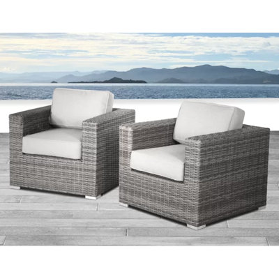 2 fauteuils club d'extérieur avec coussins - mélange de gris, aluminium antirouille, rembourrage en mousse, 2 cadres en aluminium et coussins d'eau, sans assemblage