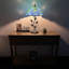 Lampe de table Meryem Tiffany avec vitrail bleu et feuilles vertes incluses Ampoule DEL H 22 po x l 12 po x P 12 po