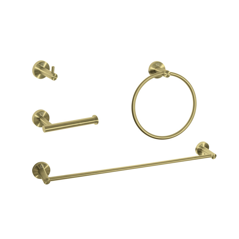 Freya 4 - Piece Bathroom Hardware Set, Brushed Gold