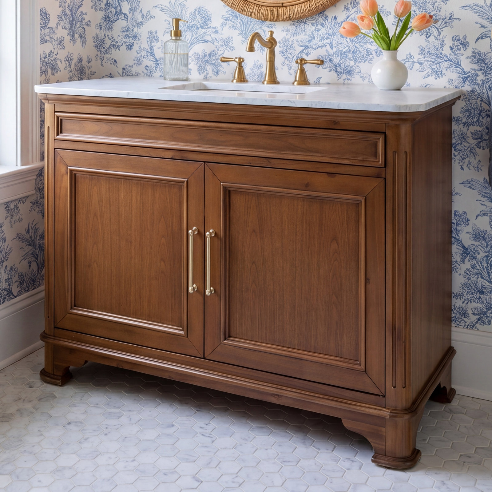 Elvie 48" Genuine Marble Single Bathroom Vanity
