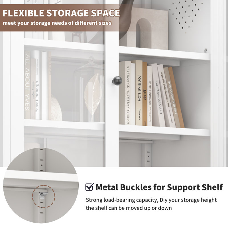 72.05 " H Durable Metal Pantry Cabinet With 2 Doors And 5 Adjustable Shelves - Multi-Use for Kitchen, Living Room, Bedroom