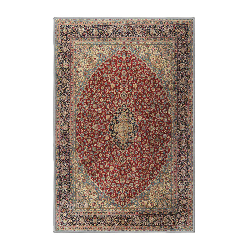 Tapis rouge/bleu traditionnel Arata, Rectangle 5 pi x 7 pi