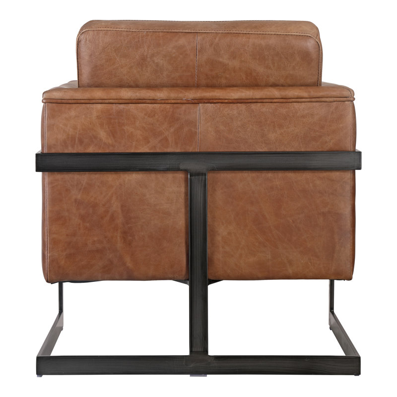 27" Wide Armchair, Brown Genuine Leather
