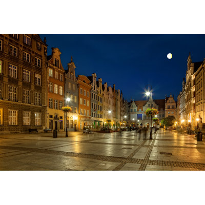 Gdansk At Night - Wrapped Canvas Print
