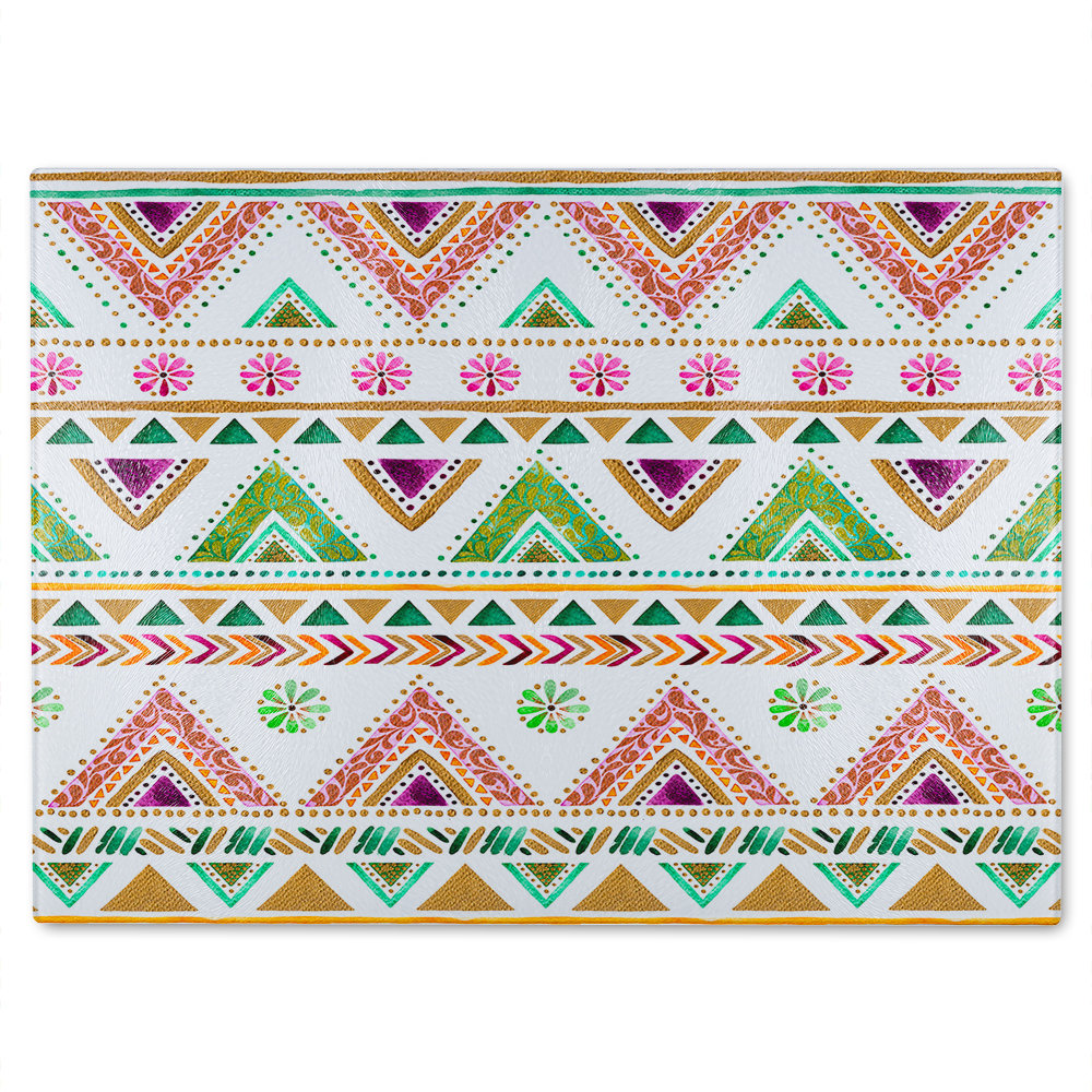 Colorful Striped Style Triangles Glass Chopping Board