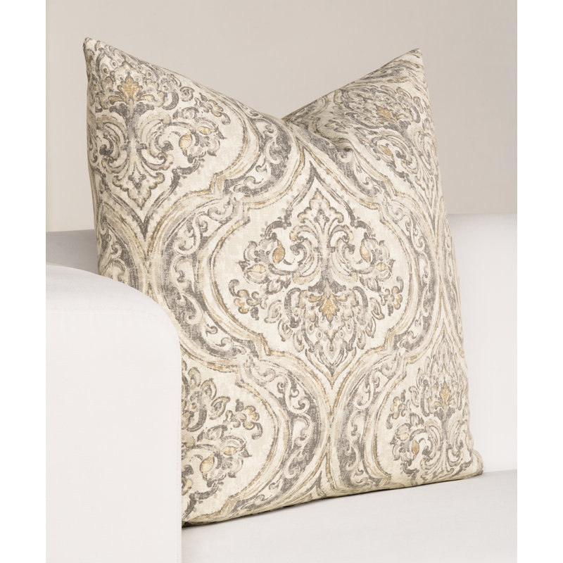 Coussin 100% coton Magnolia Home Fashions, Plumes, Brun clair damassé, H 16 po x l 16 po