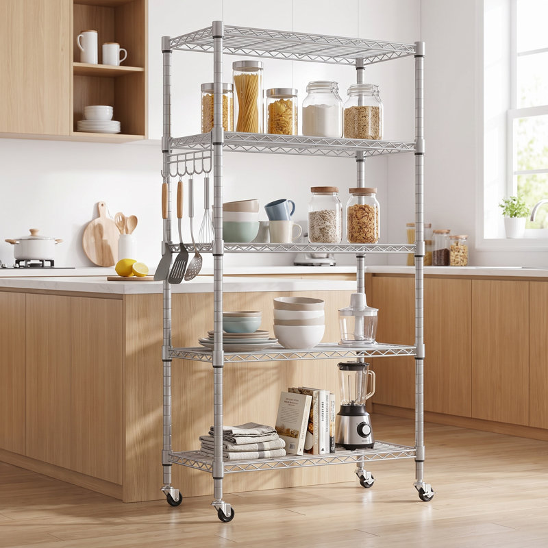 Rayonnage à hauteur réglable Lylla, Argent, H 62,2 po x l 29,92 po x P 13,78 po