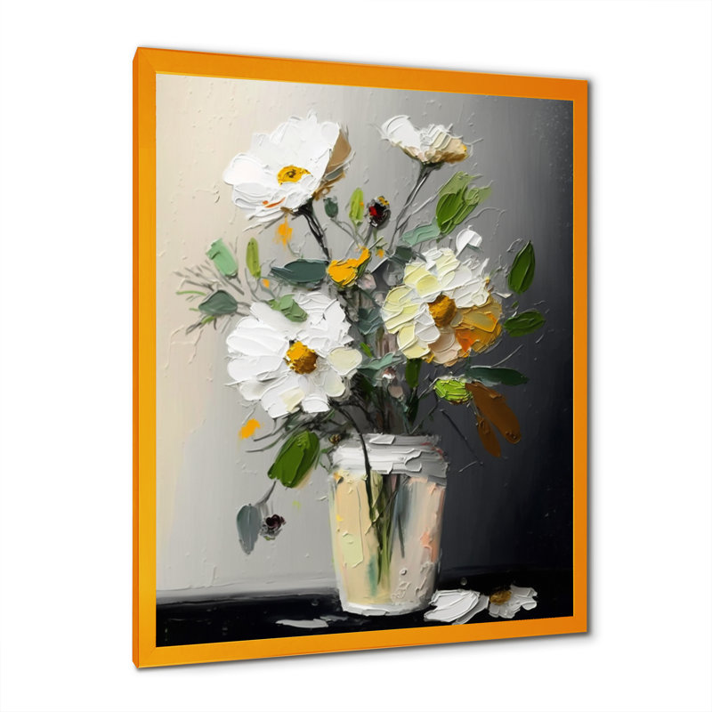 «Still Life with Blossoming White Flowers I», reproduction sur toile, H 40 po x l 30 po x P 1,5 po, Encadrement doré