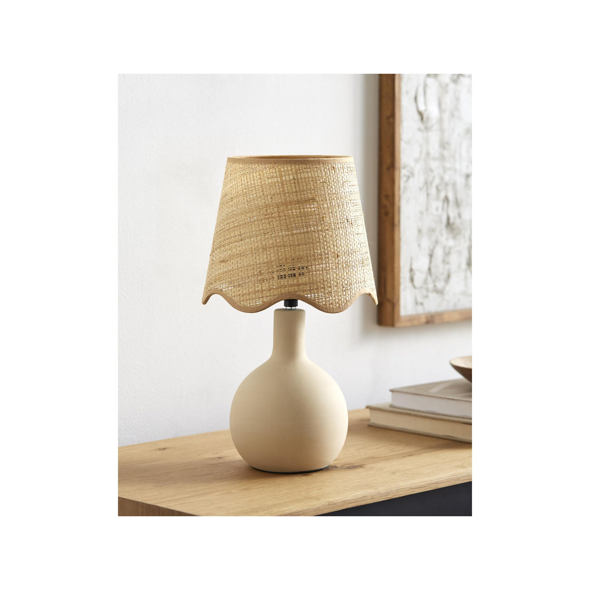 Maura Accent Table Lamp, Cream, Tan, 15"H x 9"W x 9"D