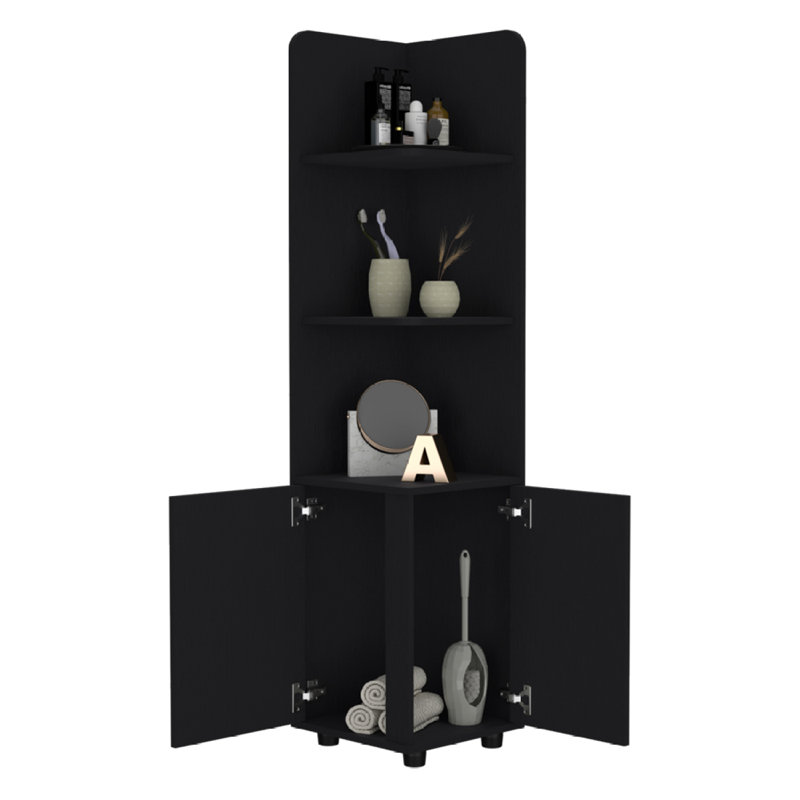 Armoire autoportante Kairatu, un tiroir, H 63,04 po x l 15,04 po x P 15,04 po, Noir