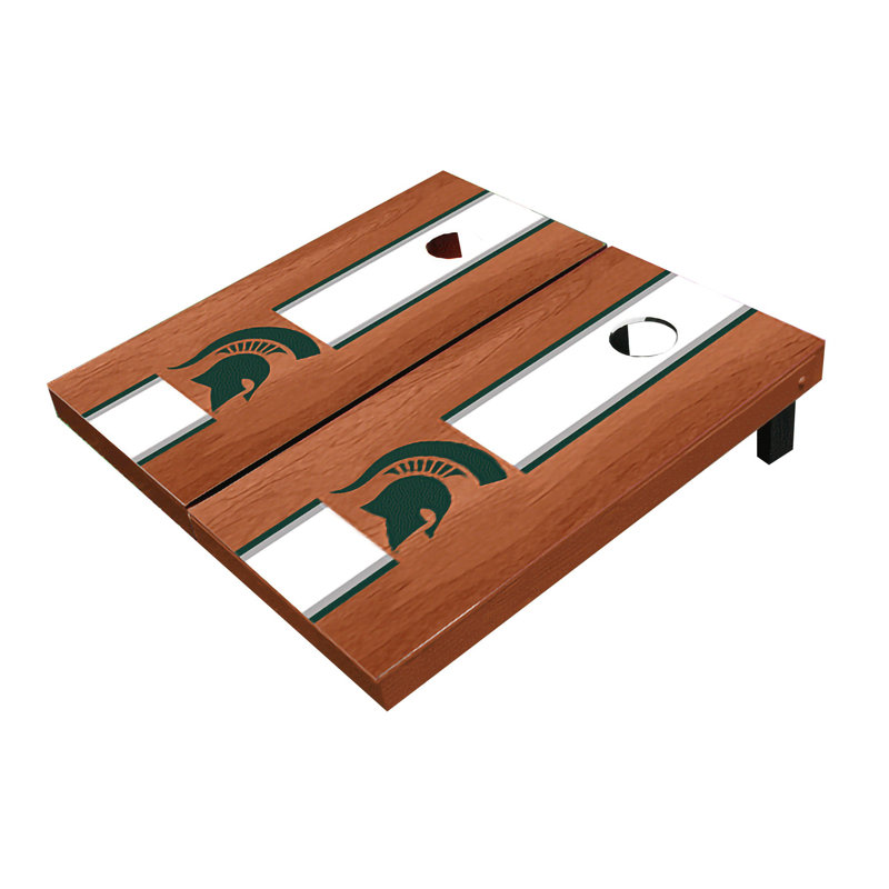 2' X 3' NCAA Team Stripe Themed Cornhole Boards, White Rosewood Matching, Michigan State Spartans