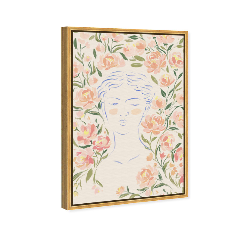 Artemis And Flowers Print by Oliver Gal, 46"H x 31"W, Gold Floater Frame