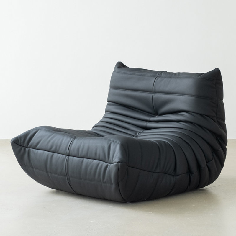Retro casual caterpillar bean bag sofa, Black Faux Leather