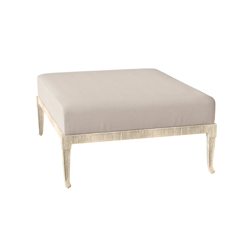 Wiltshire Outdoor Ottoman, Weathered White, Canvas Bird's Eye Sunbrella® Canvas