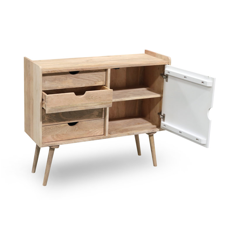 Rousseau Solid Wood 100 cm W Chest of 4 Drawers, Brown/White