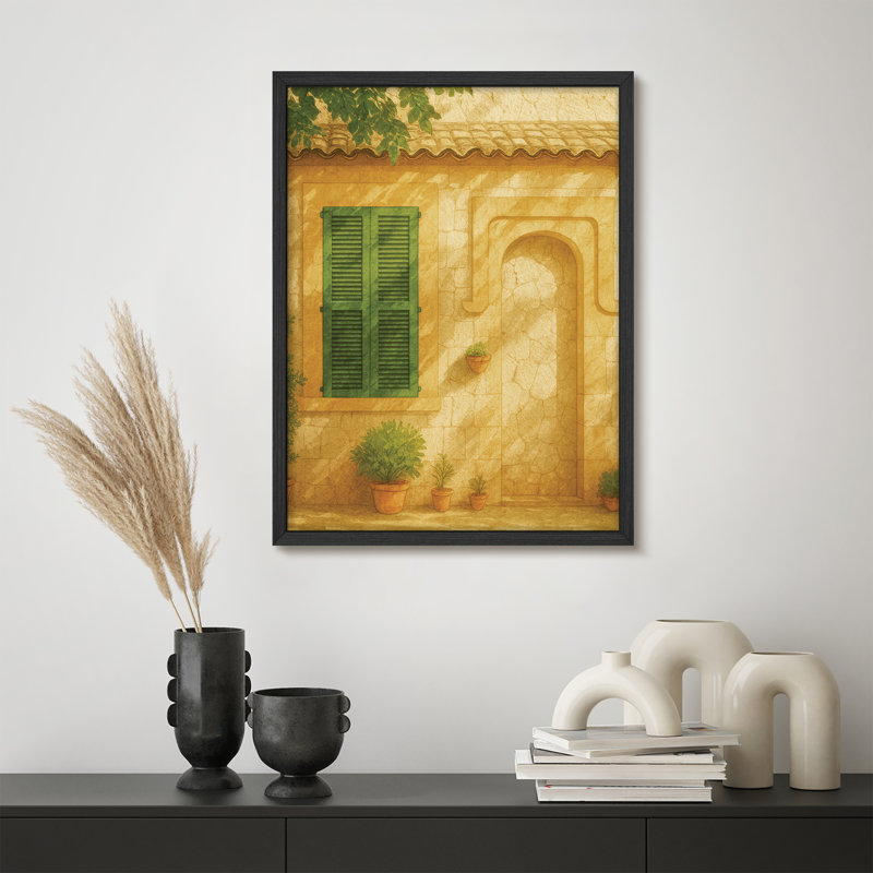 Reproduction d'art méditerranéen méditerranéen, art encadré pour une salle à manger ou un couloir, H 16 po x l 12 po, Naturel