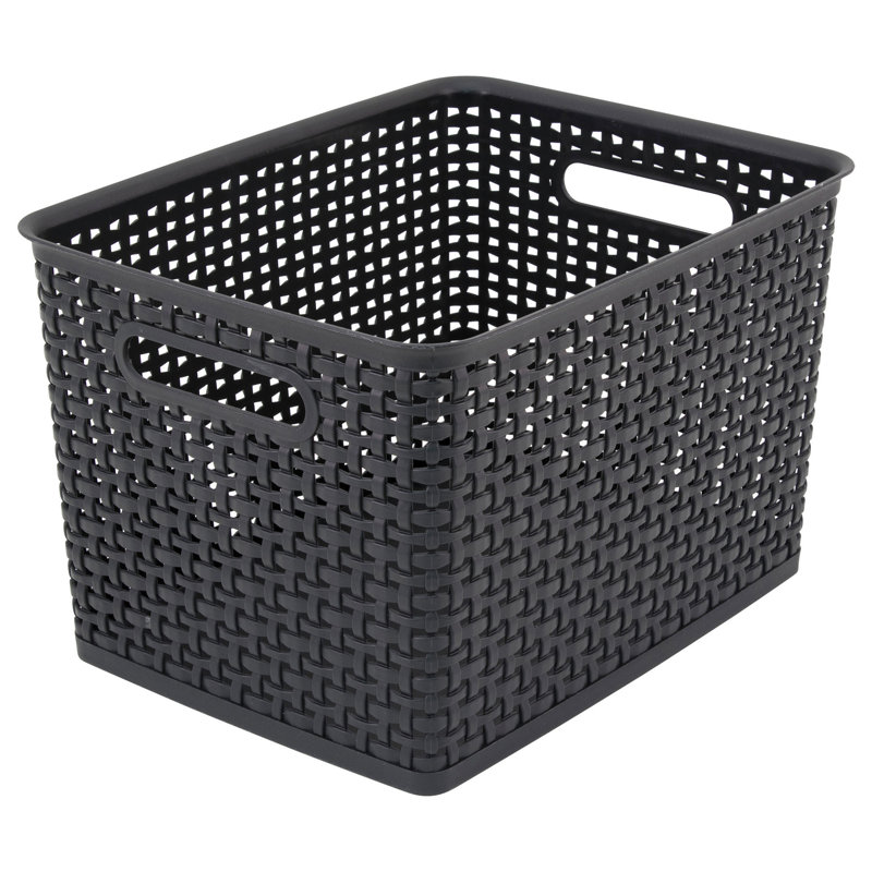  Ensemble de 2 bacs noirs en plastique tissé noir