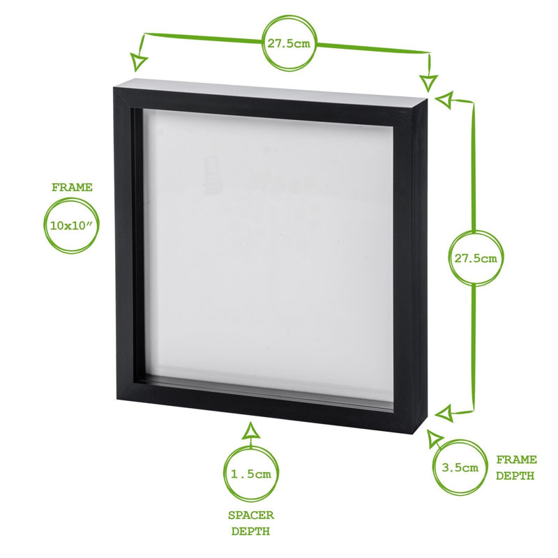 Nicola Spring - 3D Box Photo Frame - 10" x 10" - White