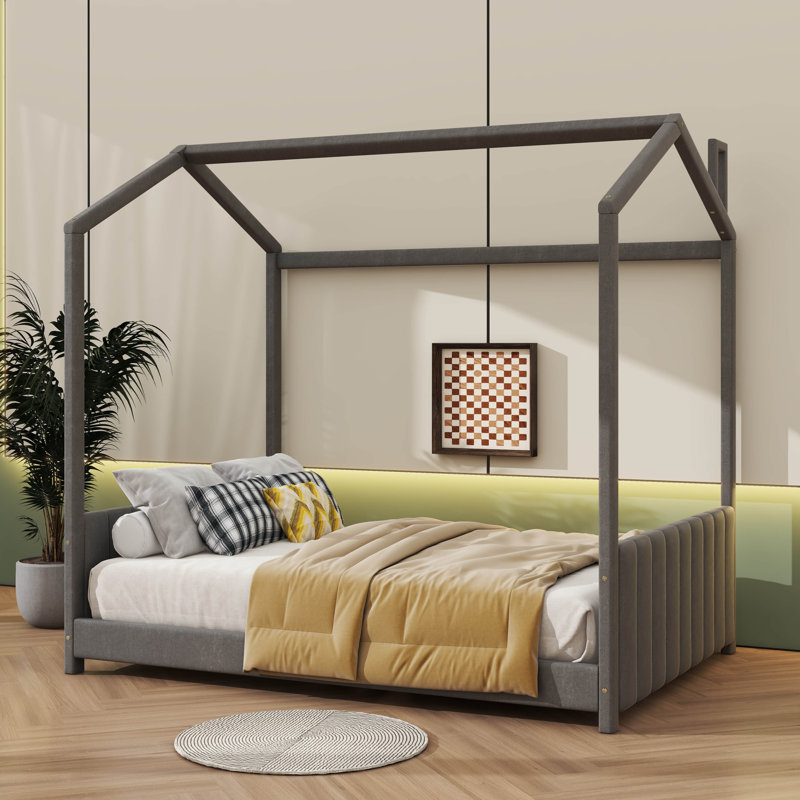 Lit en bois avec un velours d'inspiration, Double