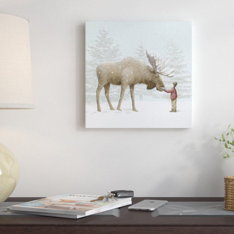 «Winter Moose» par Eric Fan - Impression sur toile, H 18 po x l 18 po x P 1,5 po, Pas de tapis