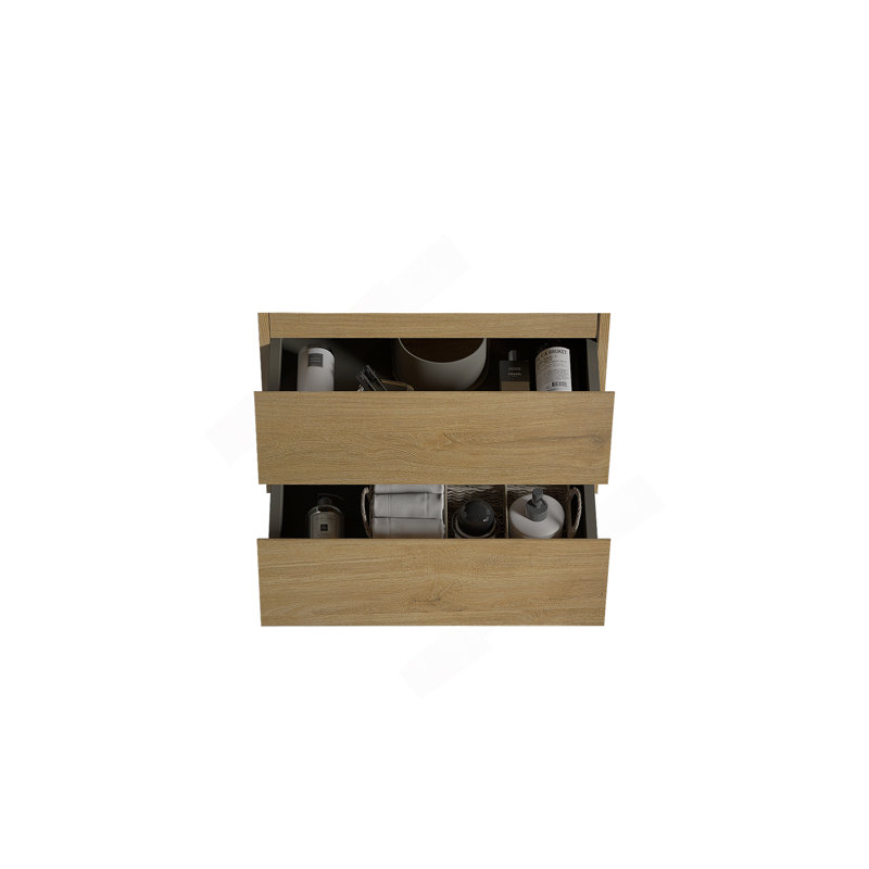 Armoire murale sans lavabo, couleur chêne naturel, avec deux tiroirs, H 20,5 po x l 23,8 po x P 17,9 po
