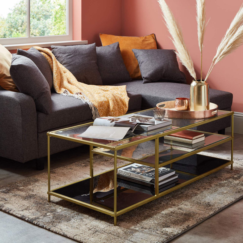Vicente Frame Coffee Table with Storage, Brass