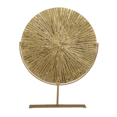 Vonny Gold Metal Carved Starburst Decorative Sculpture with metal stand