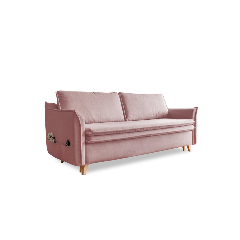 Charming Charlie 3 Seater Sofa Bed, Pink Linen