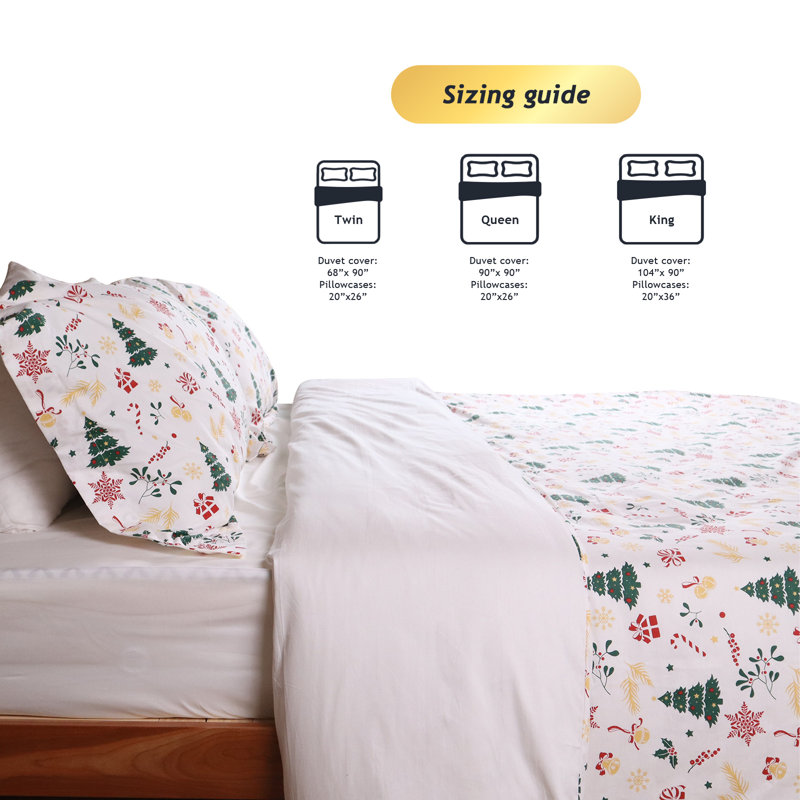 Kingrest Luxury 100% Cotton King Duvet Cover Floral, Soft & Breathable 2 Pieces King Bedding Sets, Pattern King Comfy Duvet Cover, with Zipper Closure, Includes 1 x Pillowcase, 1 x Duvet Cover