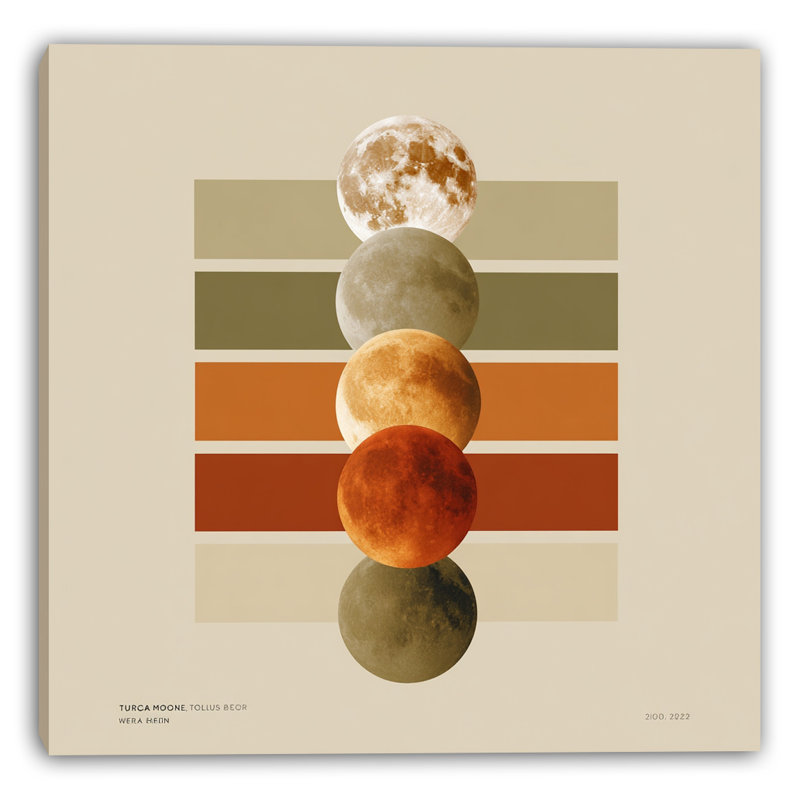 Art mural lunaire sur toile tendue, H 40 po x l 40 po