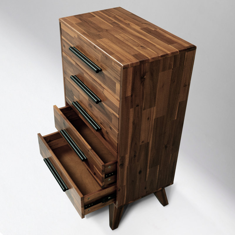 Commode 5 tiroirs Millwood Pines Linea, Noyer