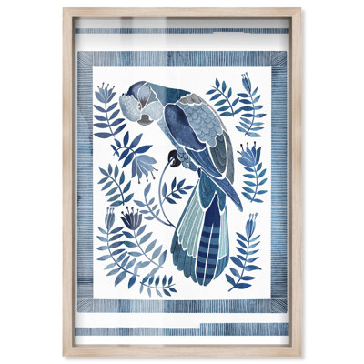 Cockatoo Chinoiserie Blue Decor Shadowbox Print by Art Remedy