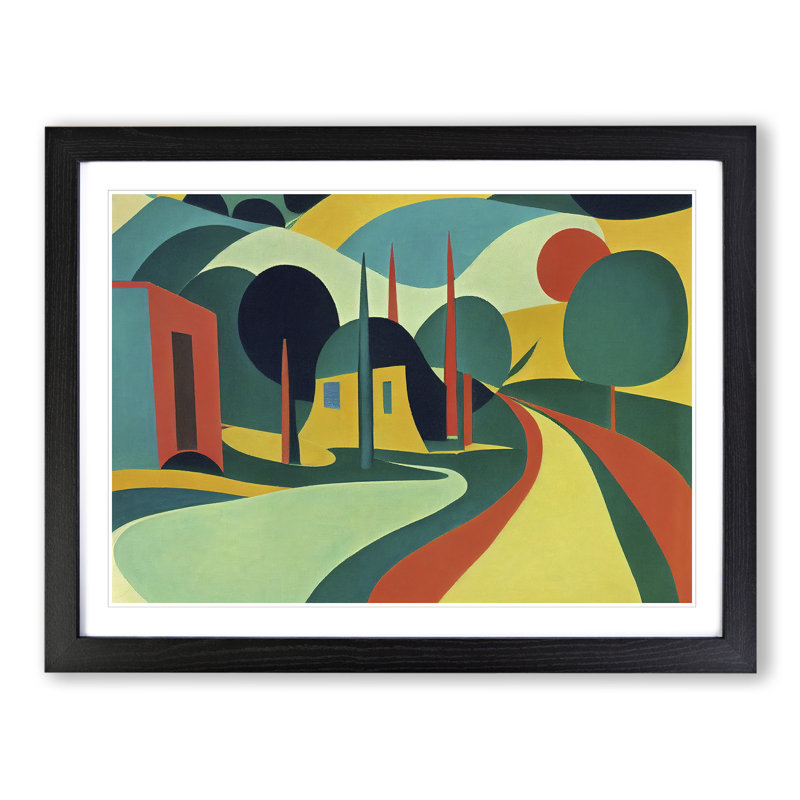 Pop Meadow Landscape Vol.2 Abstract - Framed Print, 25cm H x 34cm W x 2cm D, Black