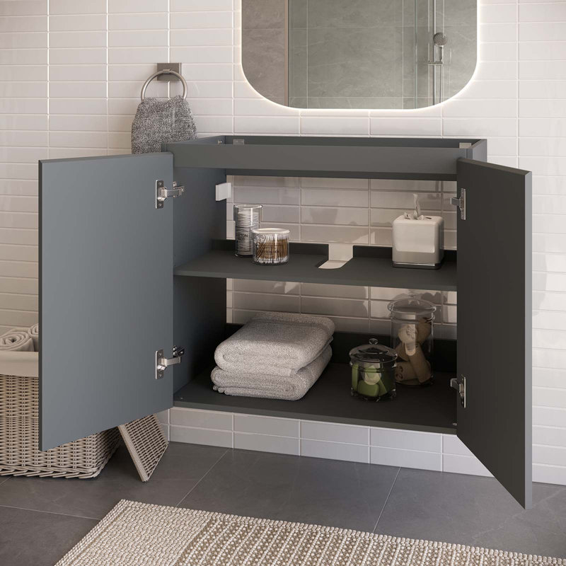 Vitality 30" Gray Particleboard Wall-Mount Bathroom Vanity