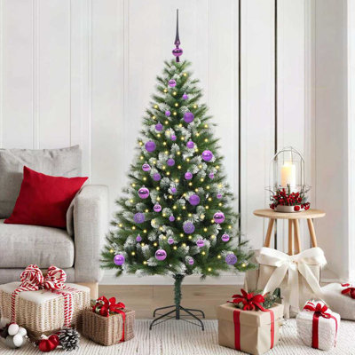 Artificial Hinged Christmas Tree with Flocked Snow