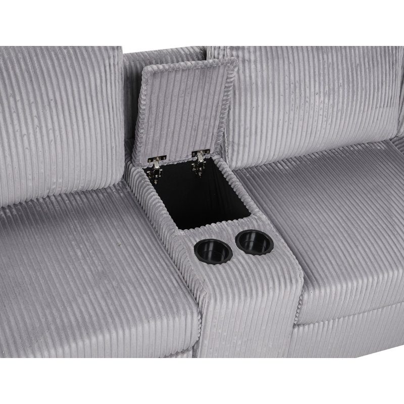  Diantha 8 Pcs Corner Fabric With Storage Sectional, Grey Corduroy
