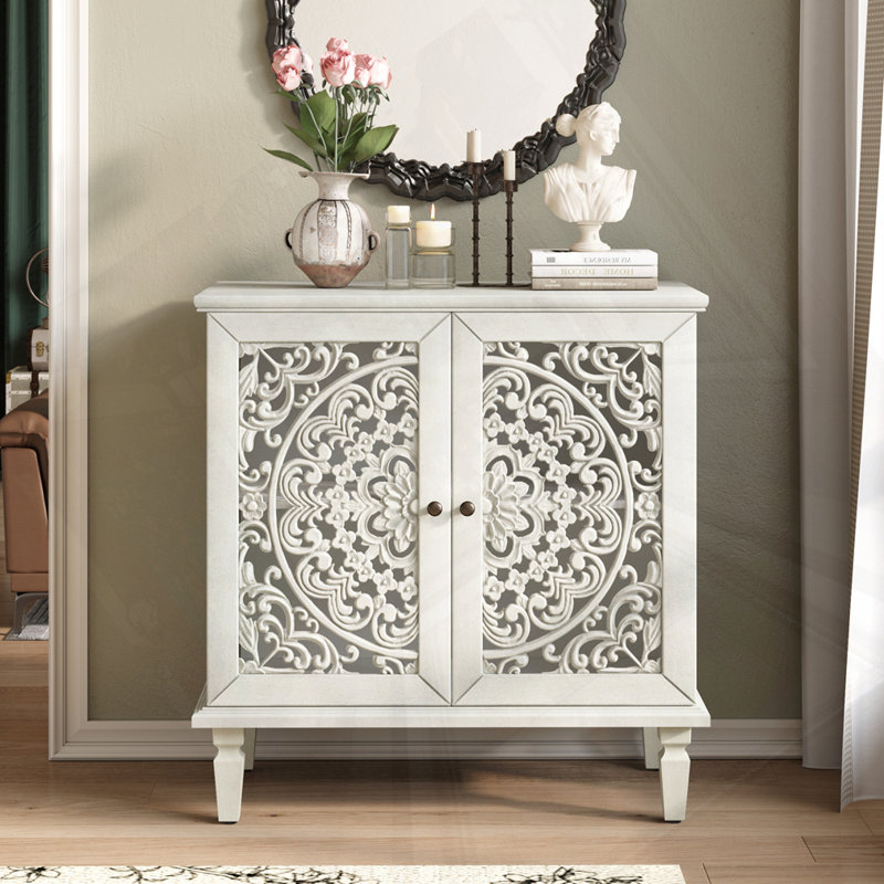 Buffet de rangement Vintage 2 pièces, Blanc antique