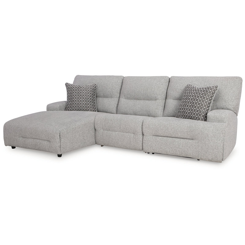 Canapé modulaire inclinable électrique 3 pièces Depaul, Orienté à gauche (vu de face), Polyester gris