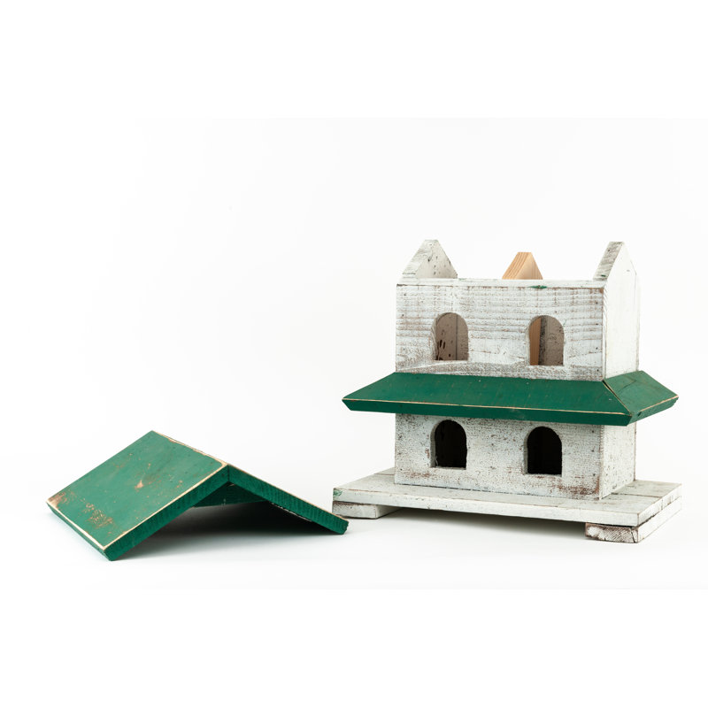 Handcrafted Green and White Reclaimed Wood Purple Martin Birdhouse