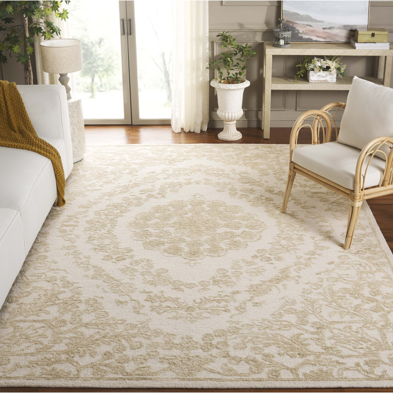 Ebony 218 Area Rug In Ivory / Light Green, Rectangle 8' x 10'