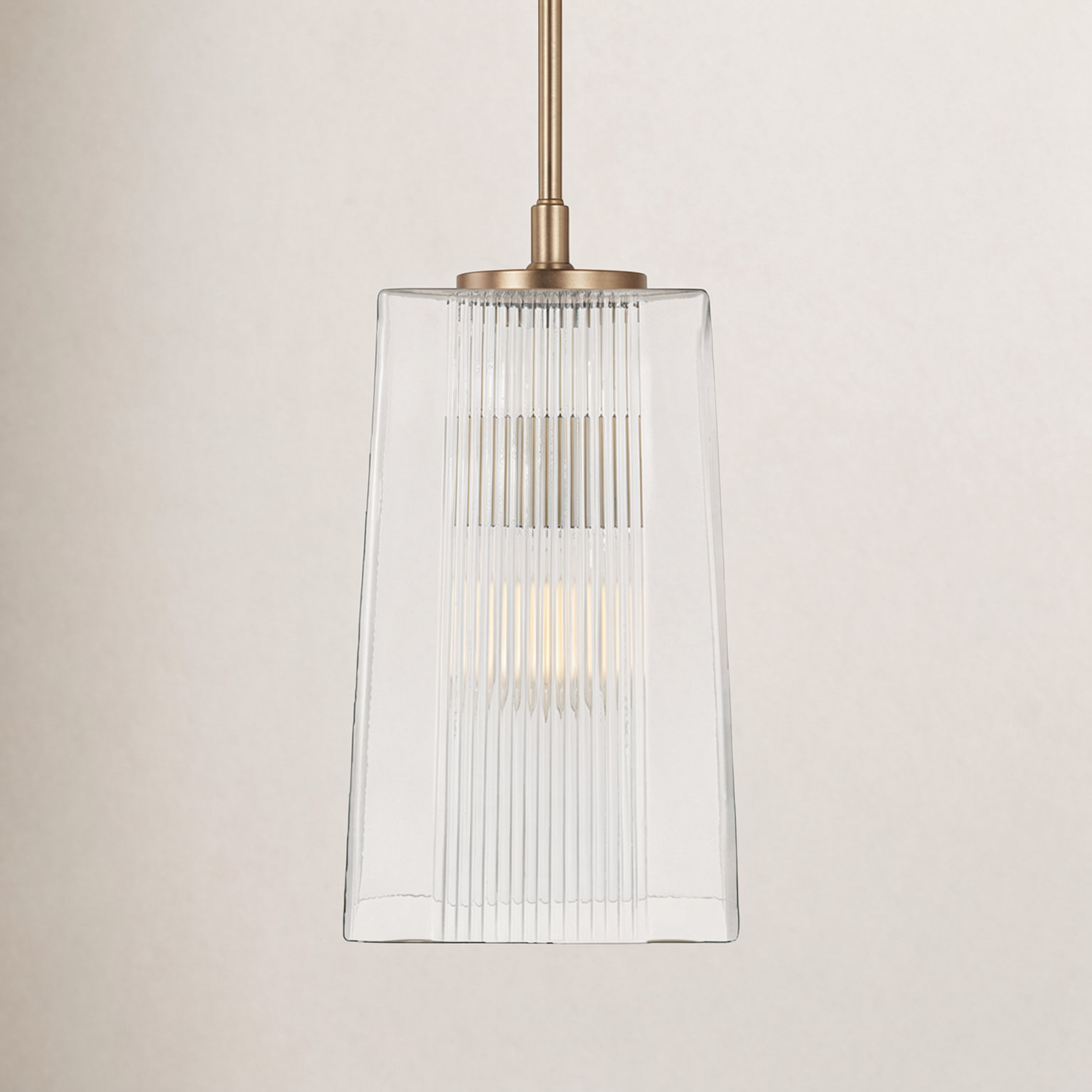 Kayda Single Light Glass Dimmable Pendant, Aged Brass