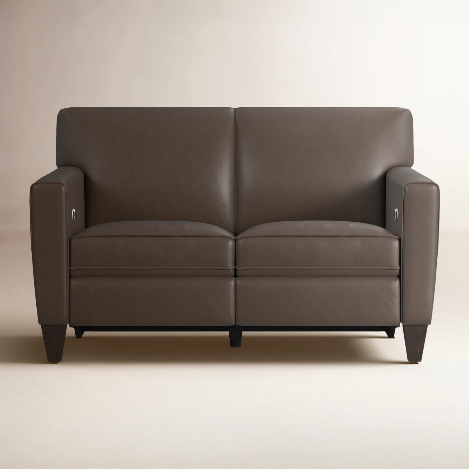 Osmin 56" Genuine Leather Reclining Loveseat, Brown Top Grain Leather