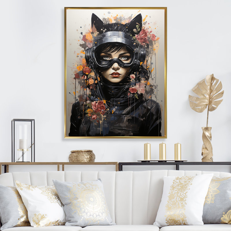 Art sur toile, "Cateline Blooms II", Cadre flottant doré, H 40 po x l 30 po x P 1,5 po