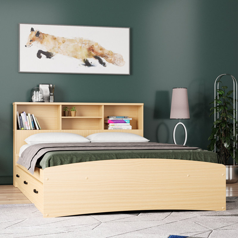 Jovany Captain Bed with 3 Reversible Drawers on Left or Right side (New and Improved Design), White, Full
