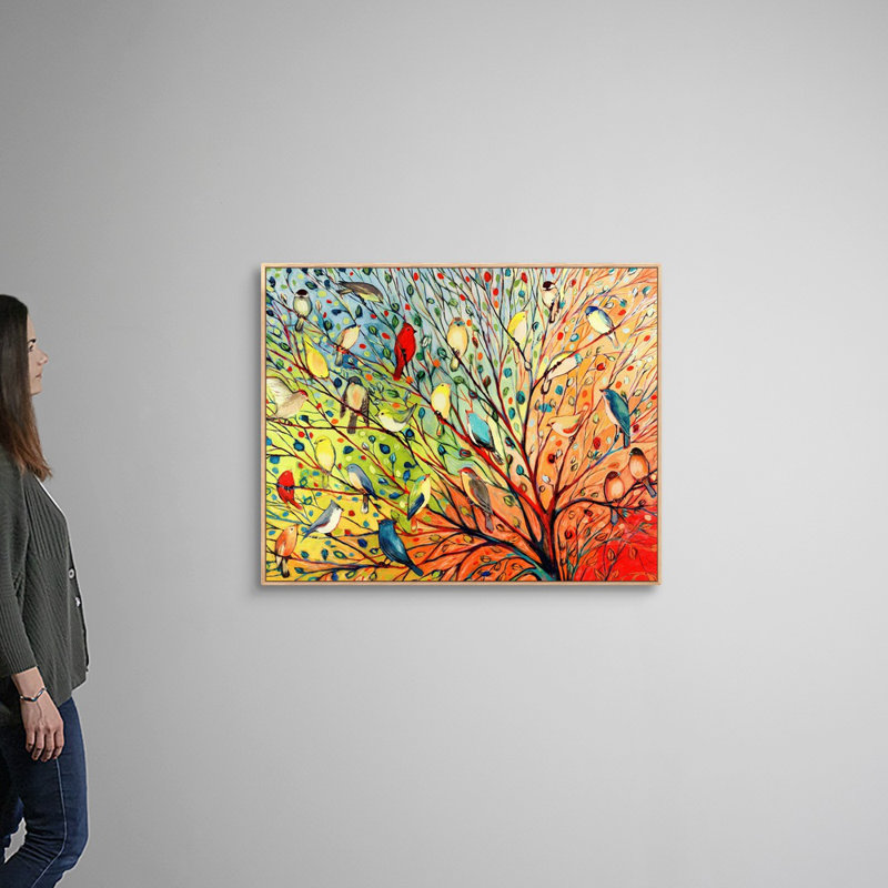 «Twenty Seven Birds», reproduction d'impression, H 34 po x l 42 po, Impression encadrée sans passe-partout, Naturel