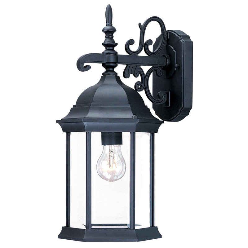 Lanterne murale d'extérieur à 1 ampoule Pruitt, Noir mat, Transparent biseauté
