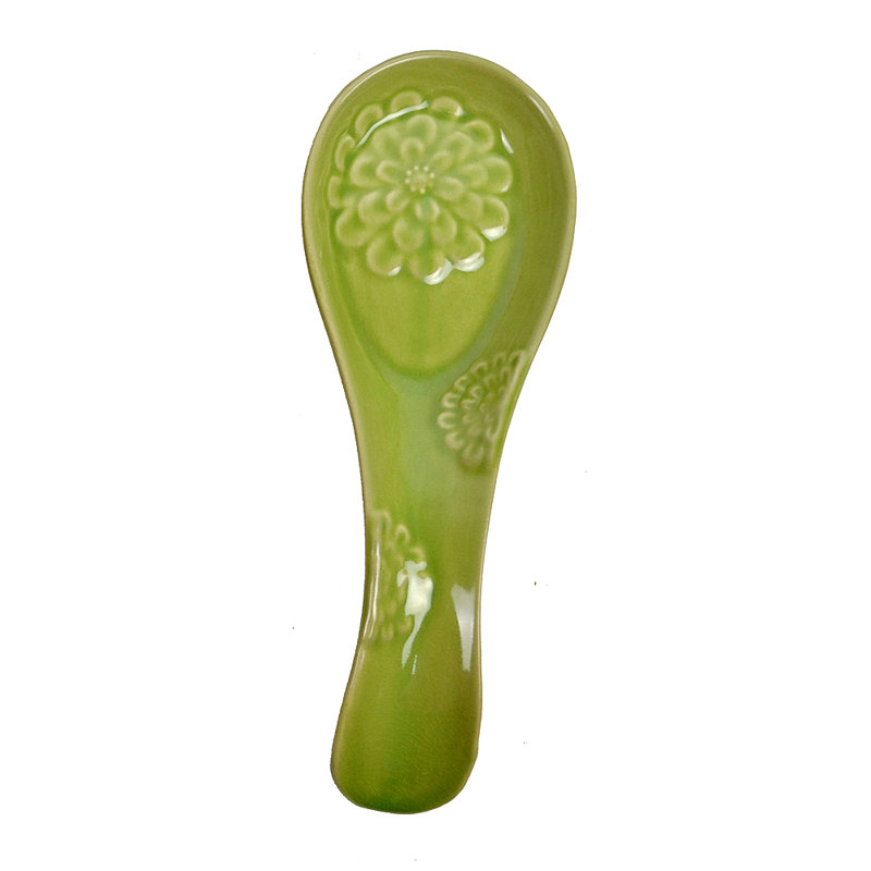 Ceramic / Porcelain Oval Spoon Rest, Green