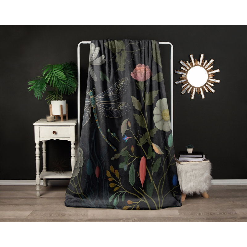 Throw Blanket, 51" W x 60" L, Green/White/Pink